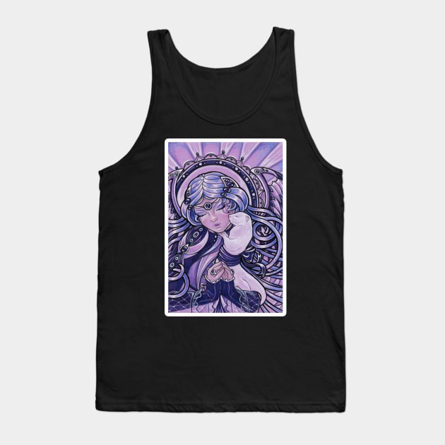 Ferret and Guardian Angel - White Outlined Version Tank Top by Nat Ewert Art